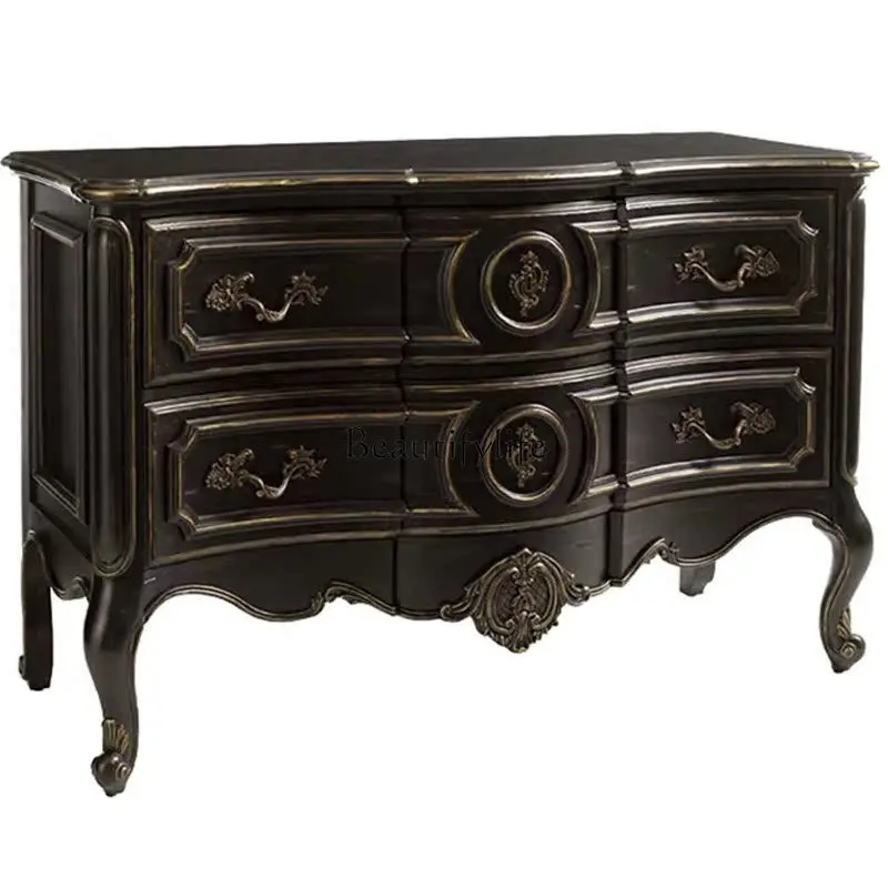 American-Style Black Retro Entrance Cabinet Pure Classical Aisle Decoration Locker