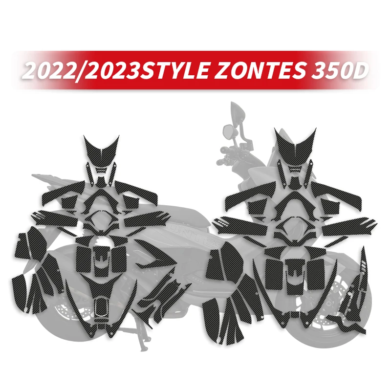 For ZONTES 350D Carbon Fiber Stickers Fairing Kits Motorcycle Accessories Decoration Protection Decals Refir Bike Plastic Area