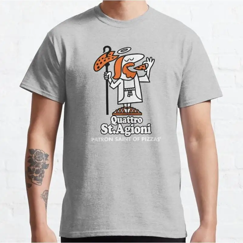 Camiseta clássica Patron Saint of Pizza Cheesy Design Quattro Stagioni