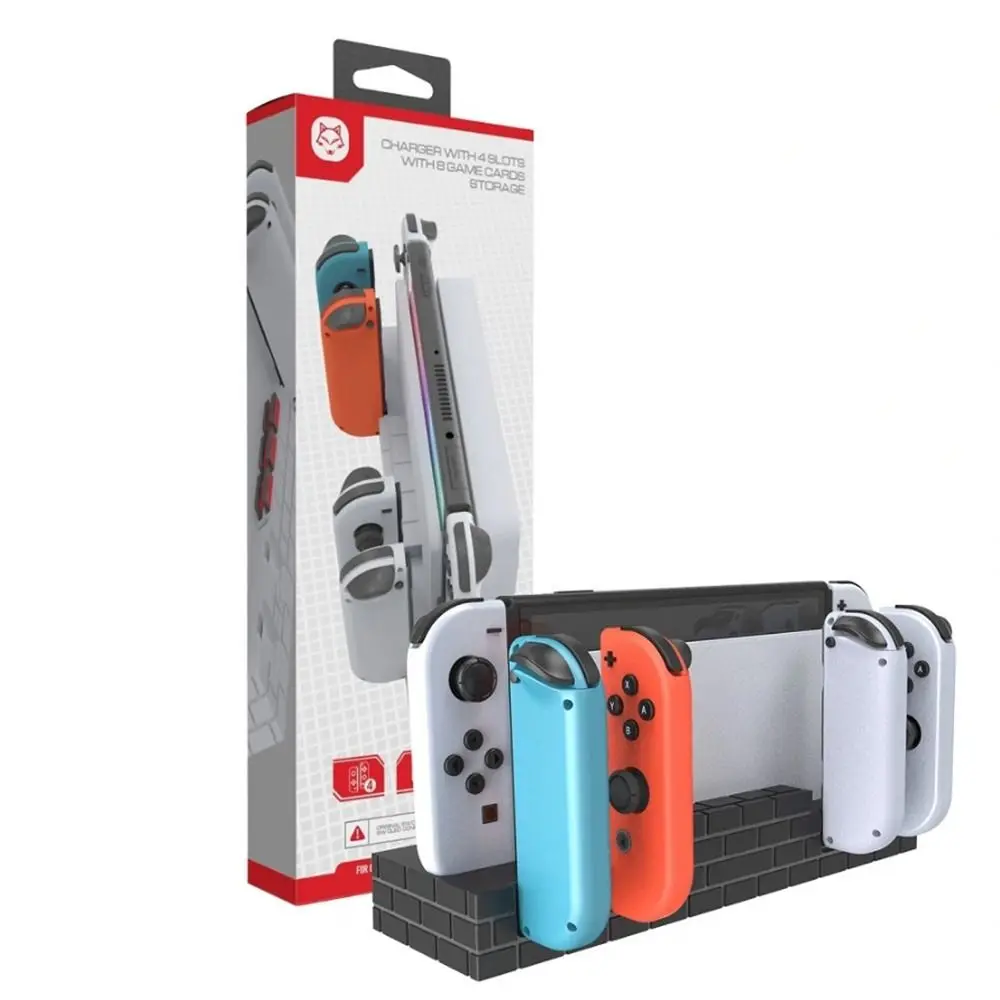 Portable 5V Joycon Charging Stand Anti-slip USB 2.0 Controller Charger 4 Slots Charging Dock for Nintendo Switch/Joycon