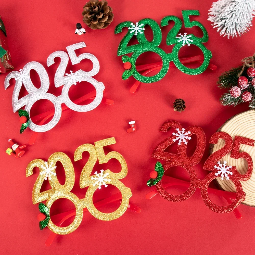 2025 New Year Glasses Happy New Year Party Photo booth Prop Christmas Ornaments kids Navidad Gifts New Year Eve Party Decoration