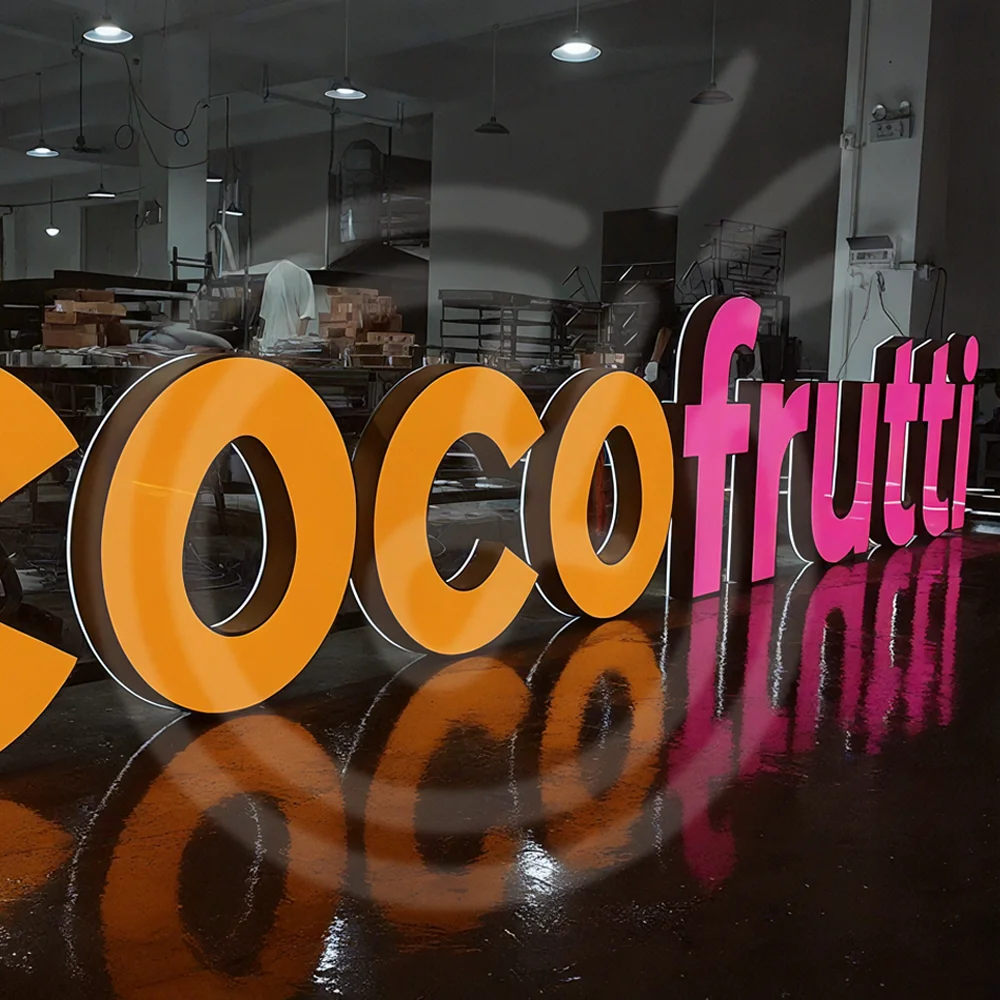 Custom Full Color Sign RGB Metal Signboard Neon Led Lights Advertising Luminous Letters 3D Acrylic Signage Business Logo Wall