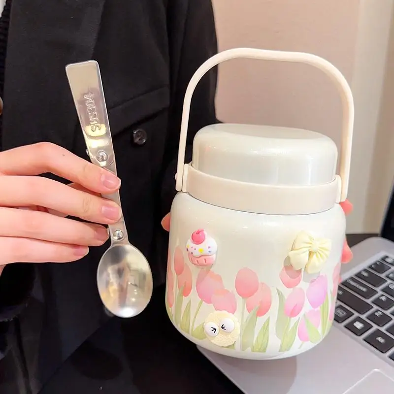 Copo Térmico de Grande Capacidade para Café da Manhã, Copo Tulipa de Cozimento Lento, Design Elegante, Copo para Mingau com A...