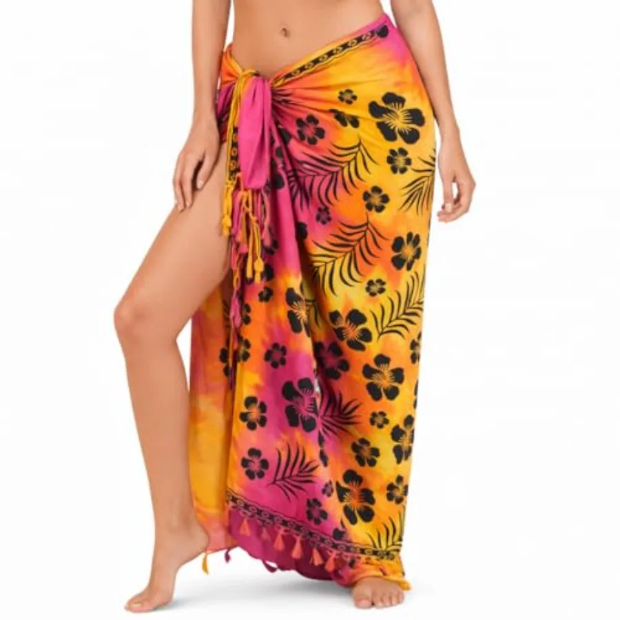 

INGEAR Sarong Bathing Suit Cover Up for Women Long Pareo Beach Wraps Swimsuit Coverup Skirt Stylish Bikini Cover Up