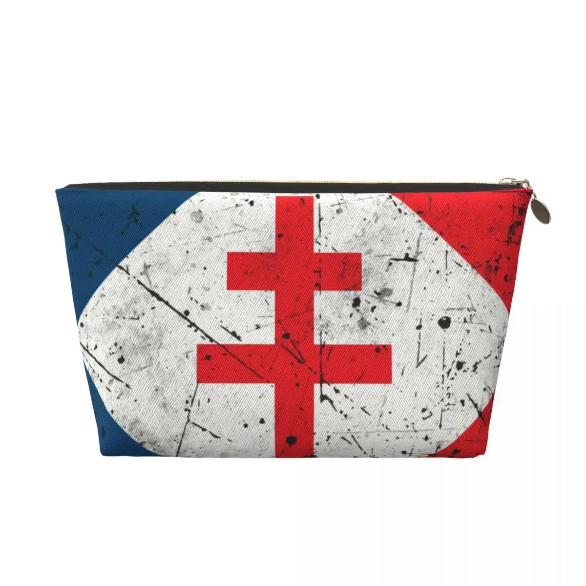 Custom Lorraine Cross Vintage Flag Cosmetic Bag Women Big Capacity Free France French Makeup Case Beauty Storage Toiletry Bags