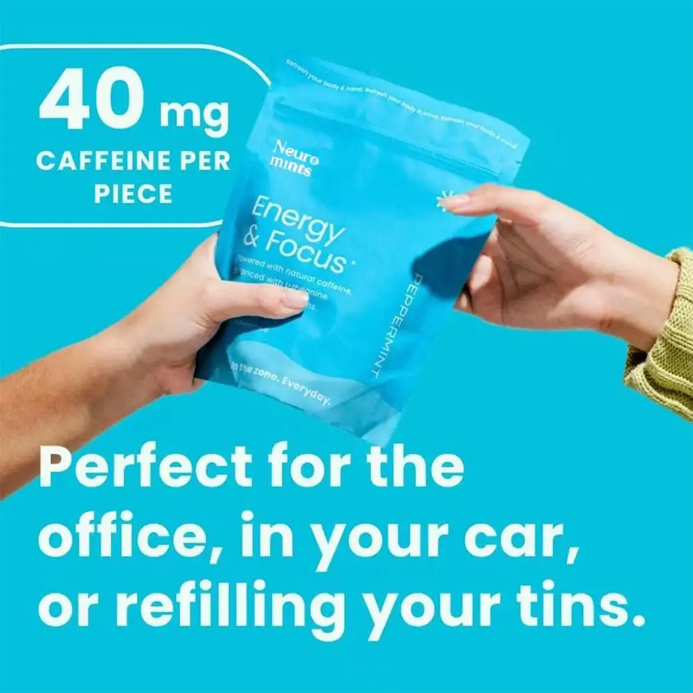 90pcs/ bagged Mint Tablet Candy Boost Your Energy and Focus Long Lasting Chew Improve Energy And Attention