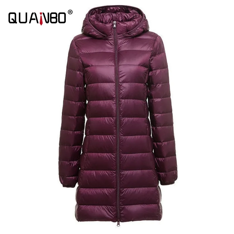 Chaqueta larga de plumón ultraligera para mujer, Abrigo acolchado con falda desmontable, sombrero x-long, otoño e invierno, novedad de 2024