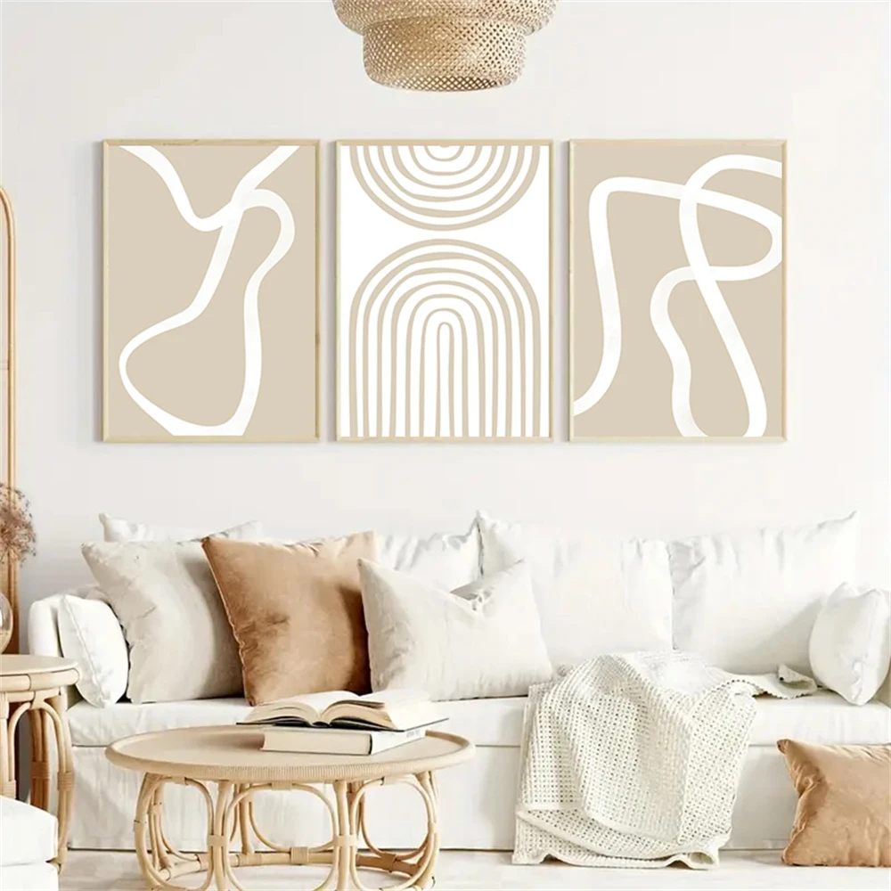 

Bohemia Abstract Geometry Canvas Art Painting Neutral Beige Line Posters And Prints Wall Pictures Modern Living Room Home Decor
