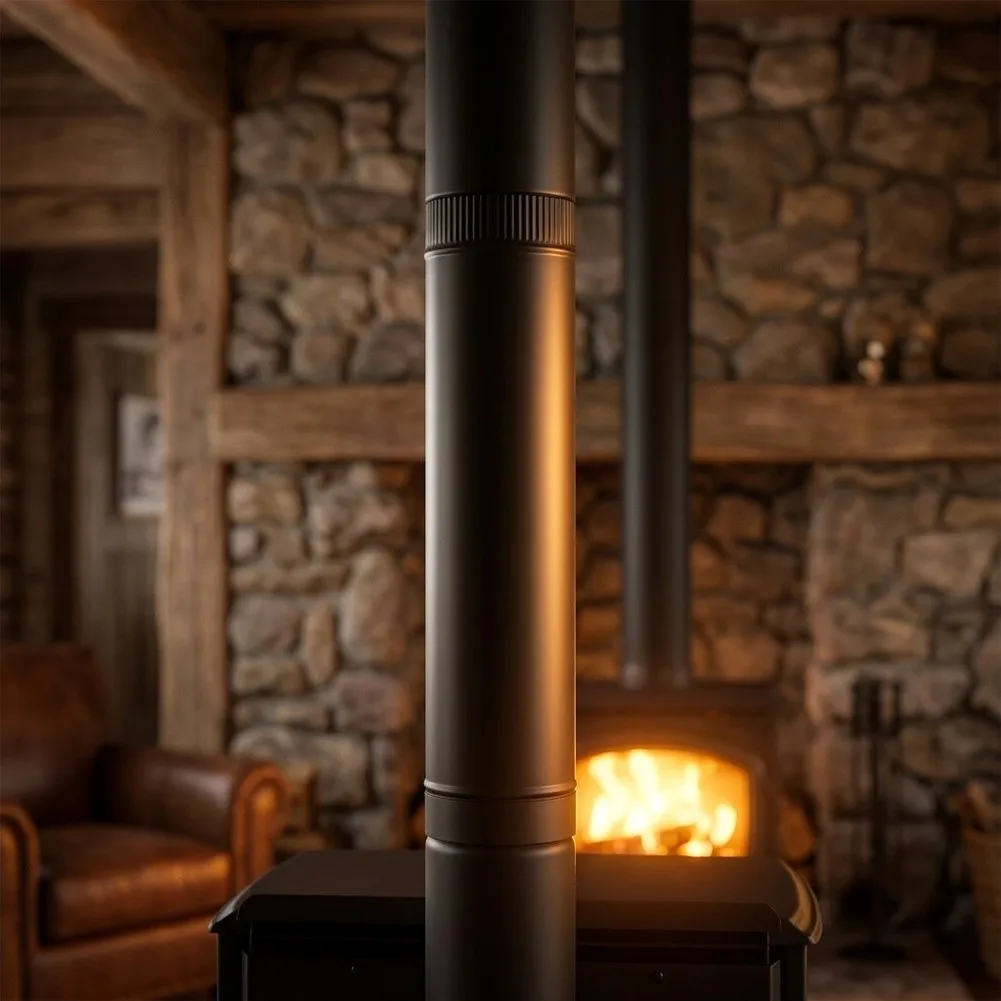 Black Stainless Steel Flue Pipe 50cm for Residential For Wood Burning Fireplace Heat for exhaust with Flared Flow Optimization