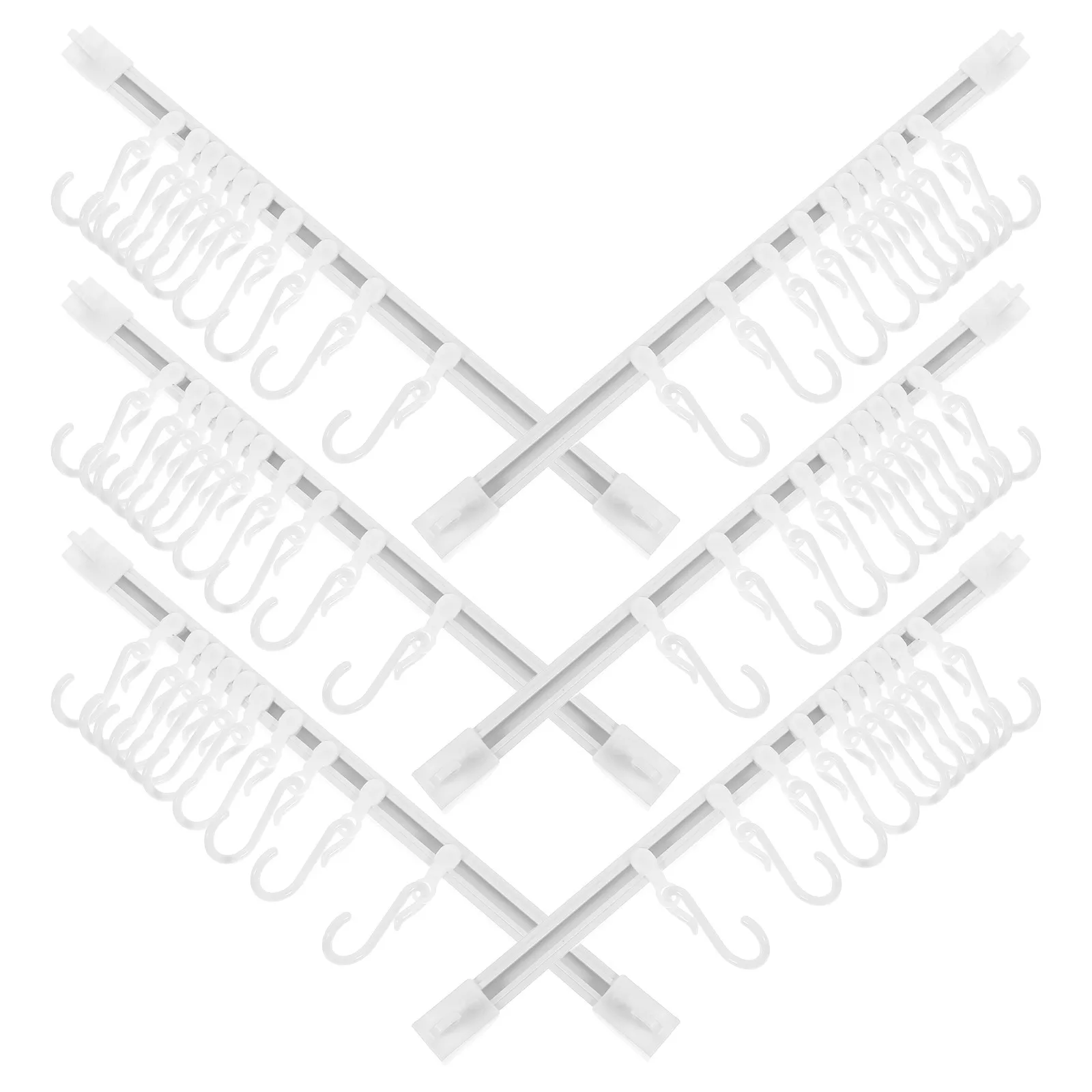6Sets Slide Rail Hook System Adhesive Wall Hooks Multi-Purpose Kitchen Rail Rack with Adjustable S-Hooks for Under Cabinet