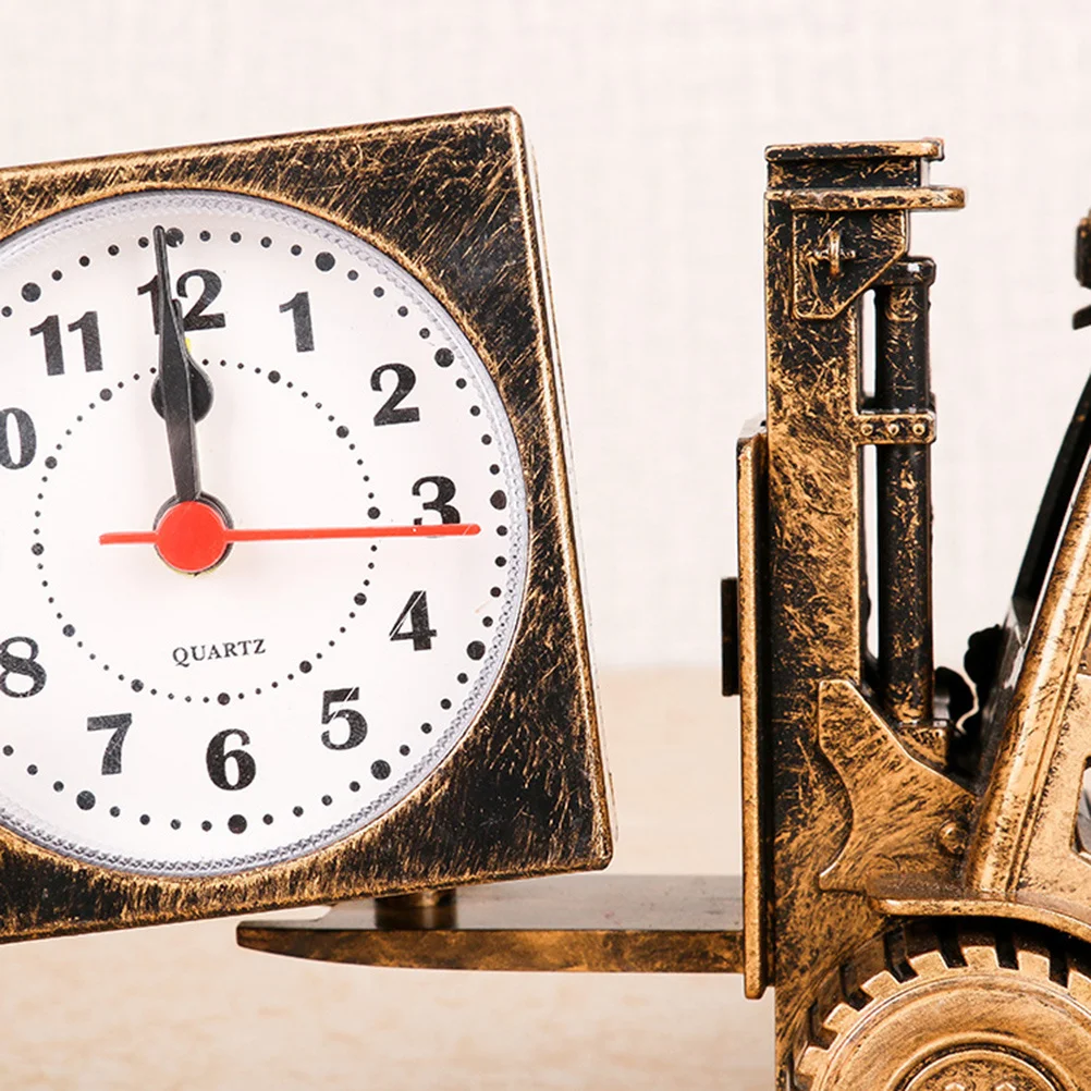 

Bronze Forklift Truck Alarm Clock Retro Style Desktop Adornment Functional Creative Timepiece for Daily Reminder
