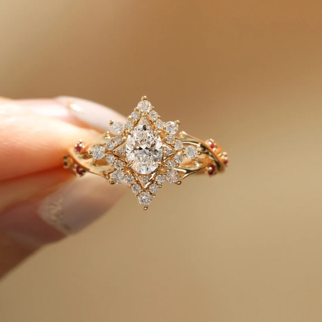 Inspiration Luxury diamond inlay snowflake rings for women High quality fashion star engagement ring wedding jewelry gift