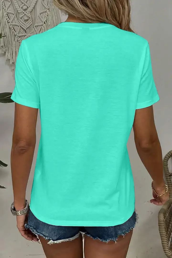 Modisches Damen-T-Shirt-Set in Unifarben mit Kurzen Ärmeln, 3-teilig – Detail 14