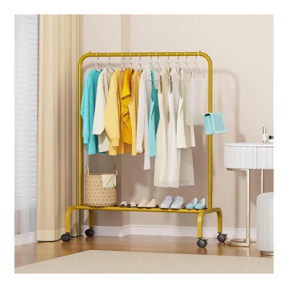 

Rolling Clothing Racks For Hanging Clothes Garment Rack For Clothes To Hang Metal Portable Wardrobe Rack For Coats Jackets Shir