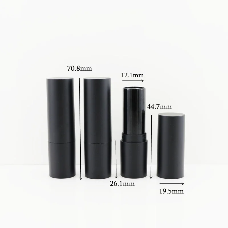 10/25/50/100pcs Wholesale Plastic Lipstick Bottles Matt Black Round Shape Cosmetic Packaging Chapstick Tube Containers Empty