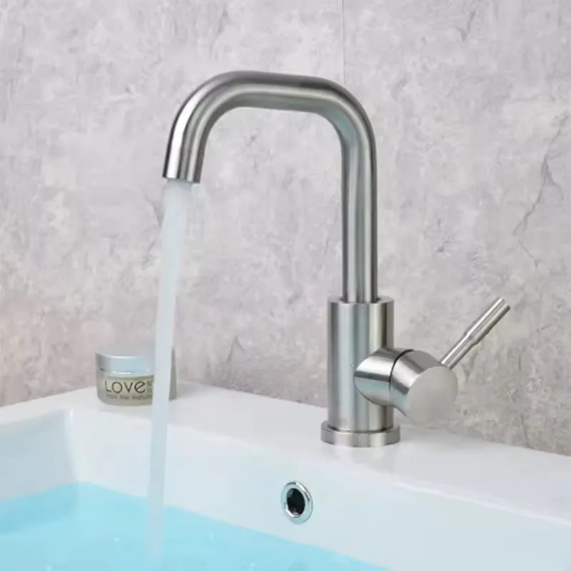 Black Nickel Bathroom Basin Stainless Faucet Steel Hot Cold Wash Mixer Crane Tap 360 Rotation Sink Faucets Single Handle