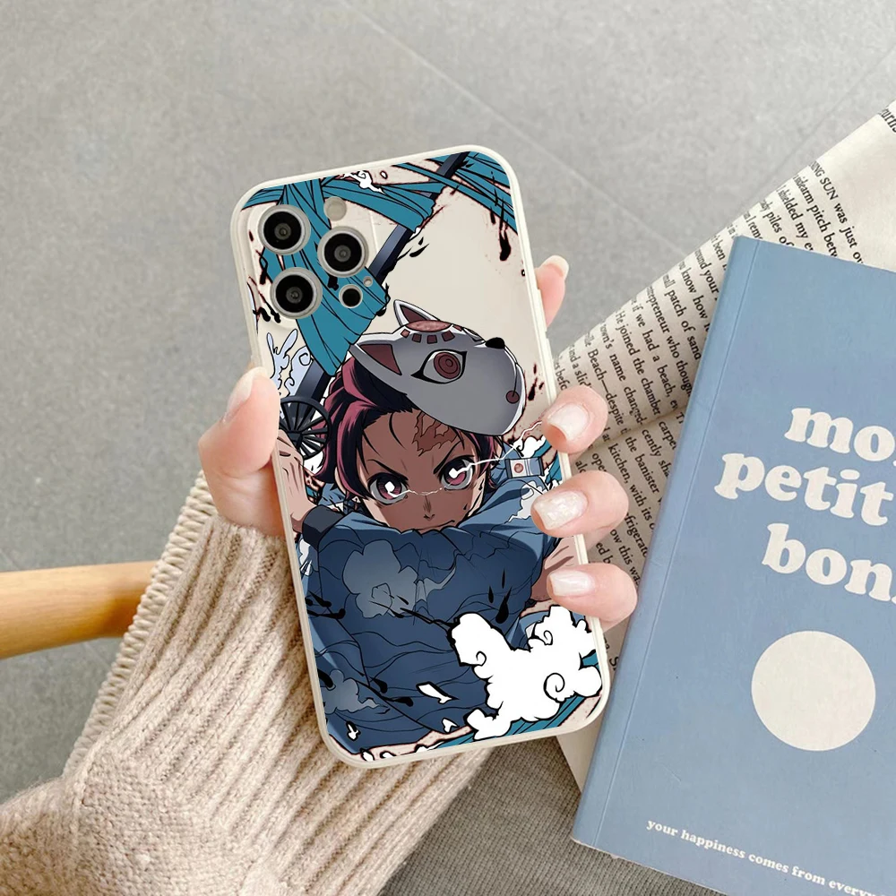 Demon Slayer White Silicone Soft phone case for iPhone 11 12 13 mini pro XS MAX 8 7 6 6S Plus X SE XR