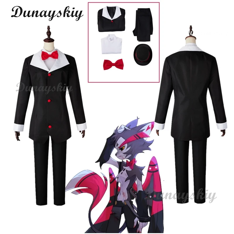 

Anime Hazbin Cosplay Costume Clothes Uniform Cosplay Husk Demon Mixologist Hotel Halloween Party Performance Dress Unisex Set