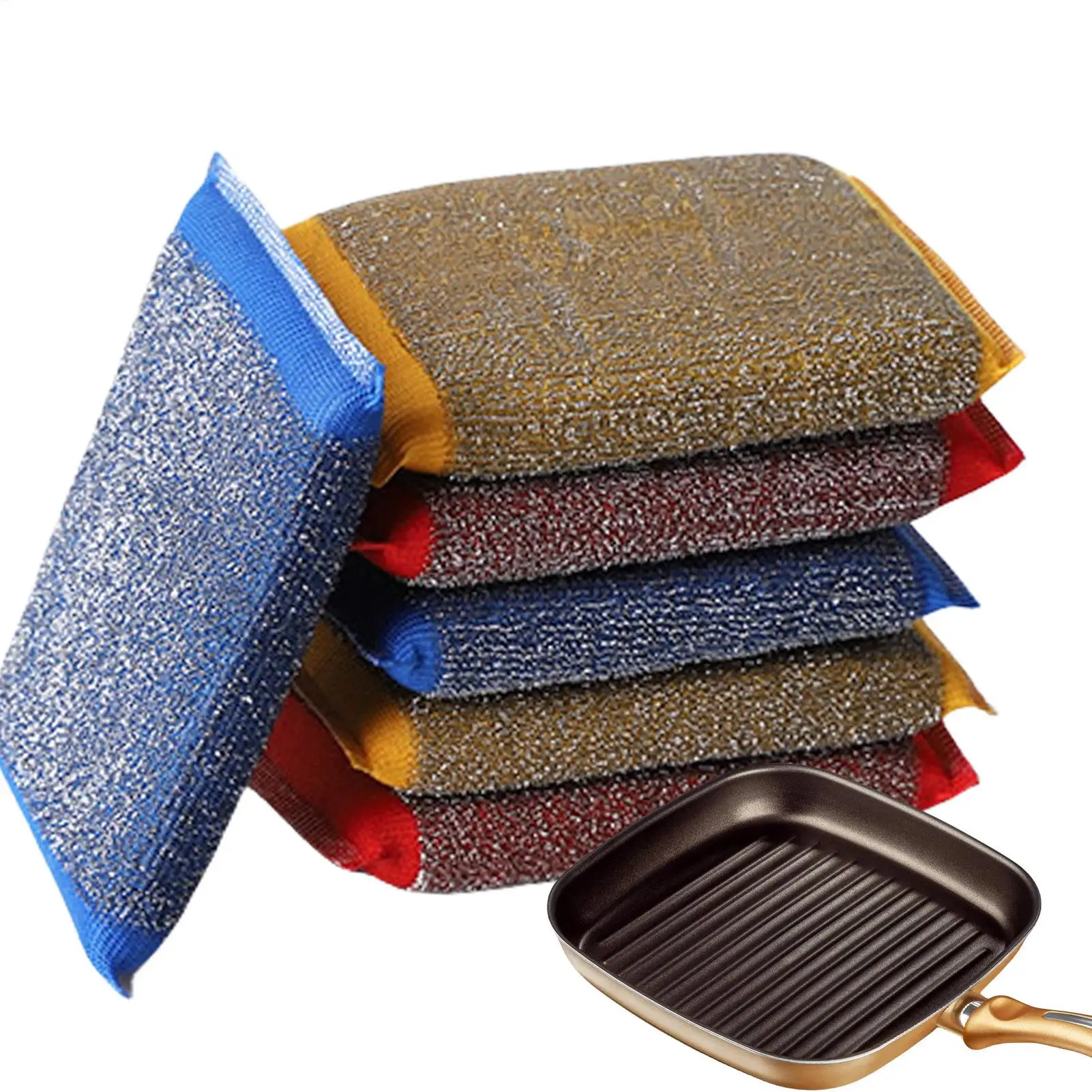 6 stücke Spülschwämme Küche Nicht-Scratch Waschen Peeling Pads Wiederverwendbare Geschirr Peeling Schwamm für Küche Haushalt Reinigung Werkzeuge