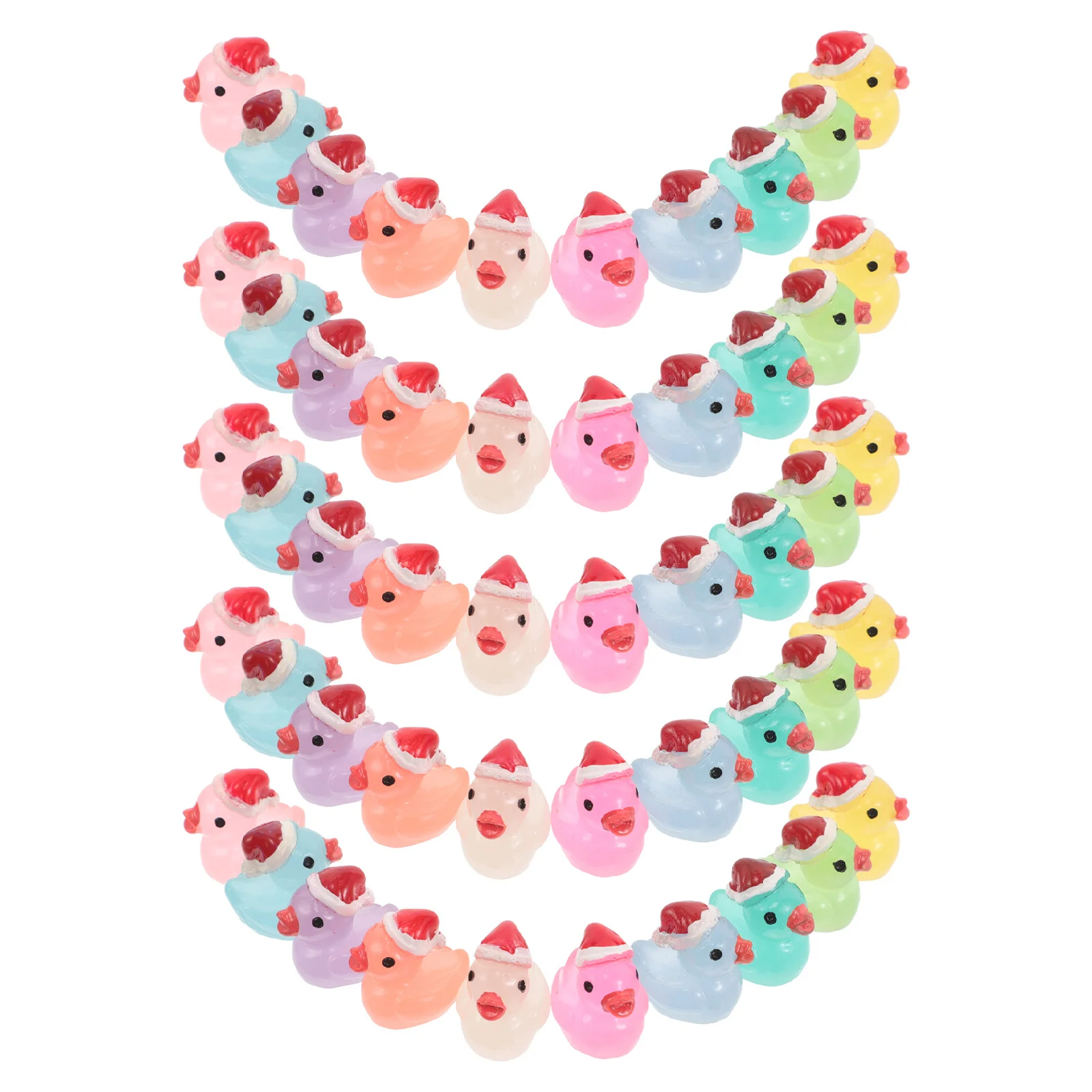 50Pcs Christmas Glow in The Dark Mini Ducks Luminous Resin Decorative Accessories for Fairy Garden Dollhouse Farm Scene Night