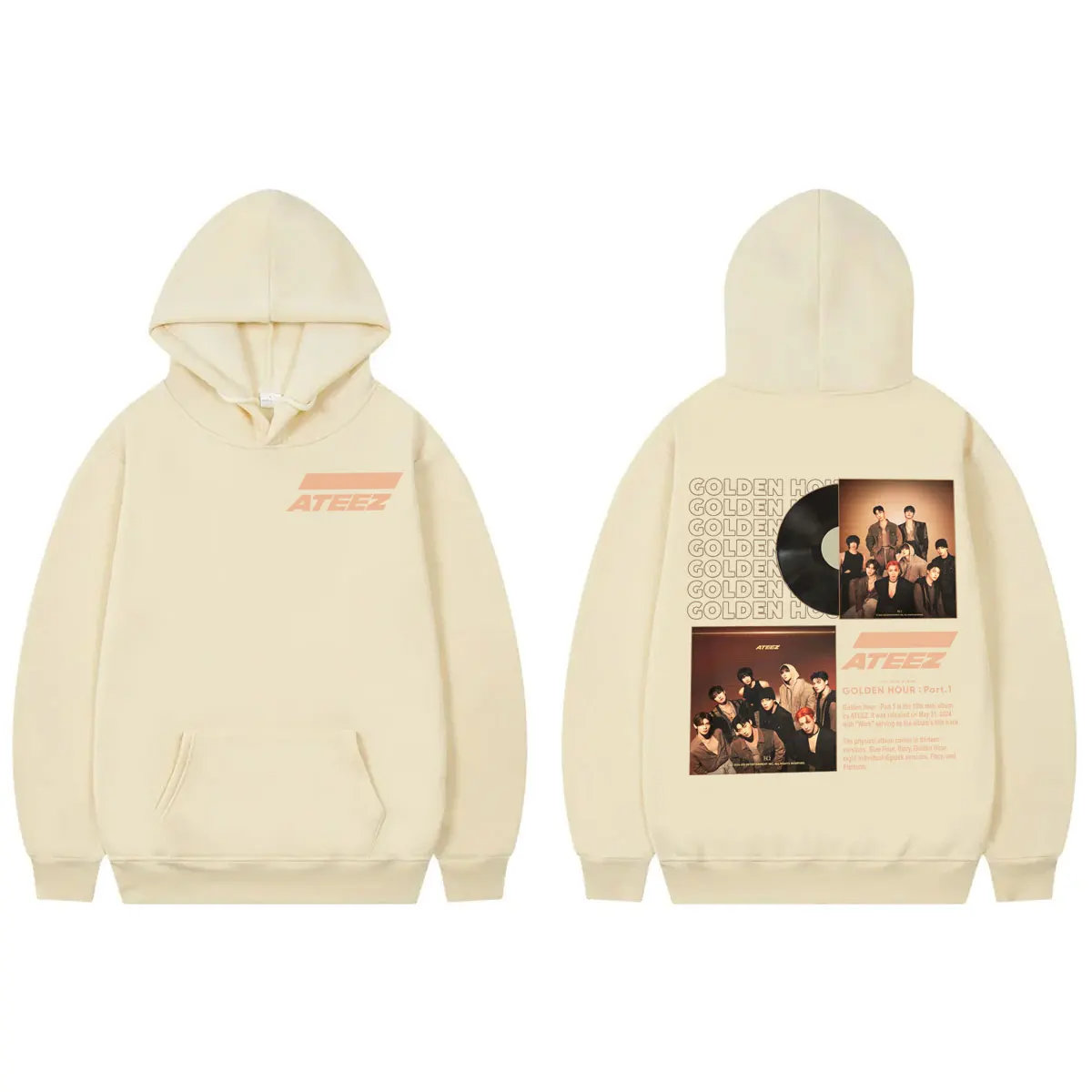 Kpop Ateez Golden Hour: Part 1 Album Graphic Hoodie Concert World Tour 2024 Sweatshirt Men Women Fashion Trend Vintage Pullovers