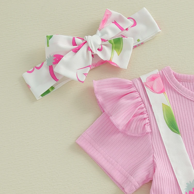 طفل رضيع فتاة الفراولة رومبير 3D القوس وهمية قطعتين قصيرة الأكمام ارتداءها مع عقال 2 قطعة الزي الصيفي