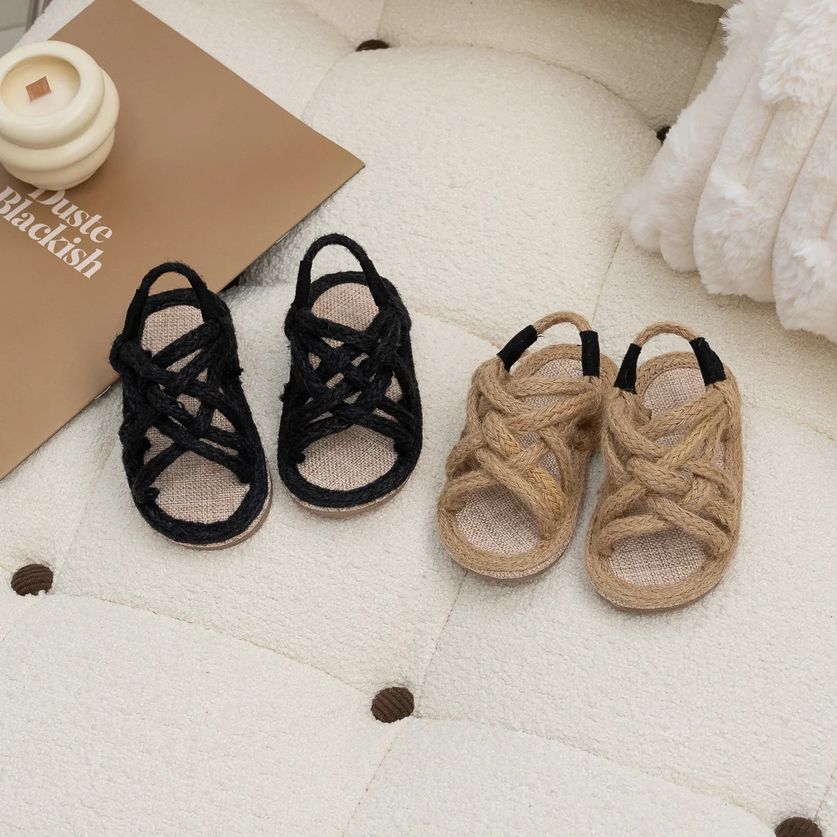 Children'S Hemp Rope Sandals Baby Vacation Open Toe Sandal Slippers