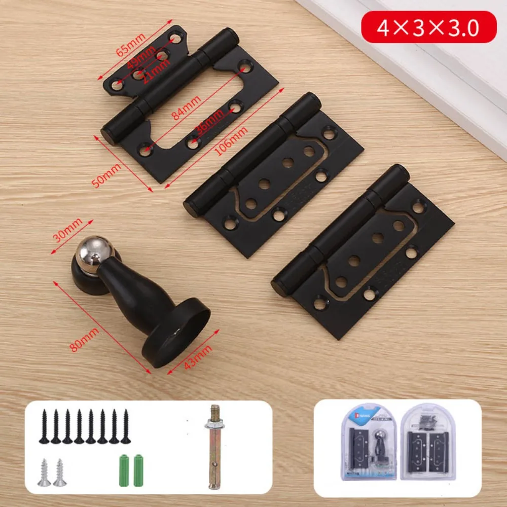 

Useful 304 Stainless Steel Stainless Steel Hinge 3+1 Set Small Door Stopper Hinge Set Flat 4 Inches Door Hardware Wooden Door