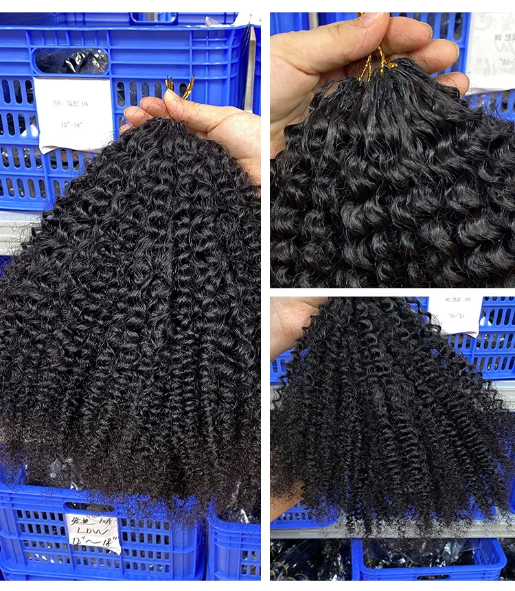 

Knotless Pre Separated Crochet Human Hair Extension Afro Kinky Curly Mongolian Virgin Braiding Hair Invisible Pre Looped 100g/PC
