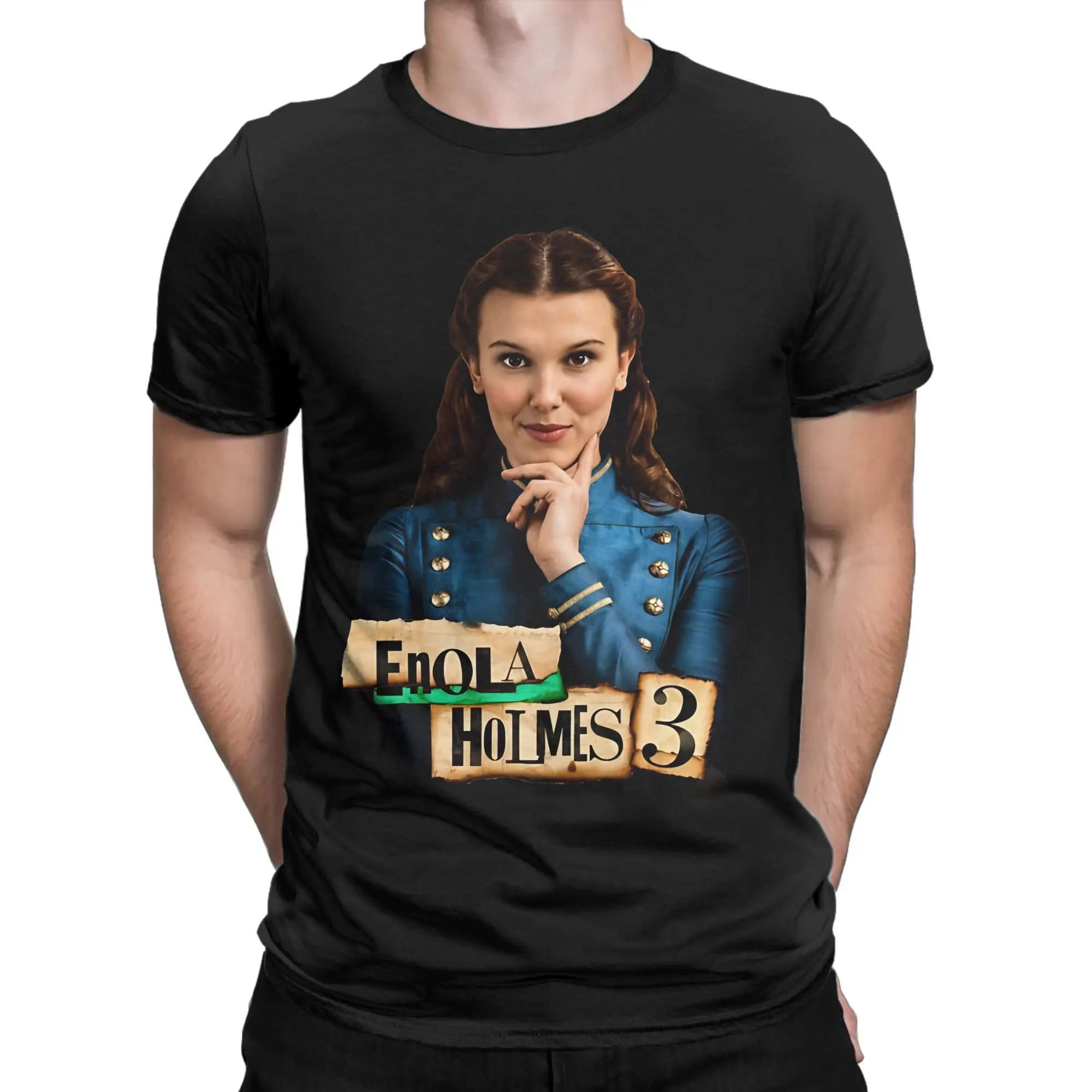 Enola Holmes Classic Shirt white poster Funny 100% Cotton T-Shirt The Enola Holmes Mysteries Tees Tops For Men