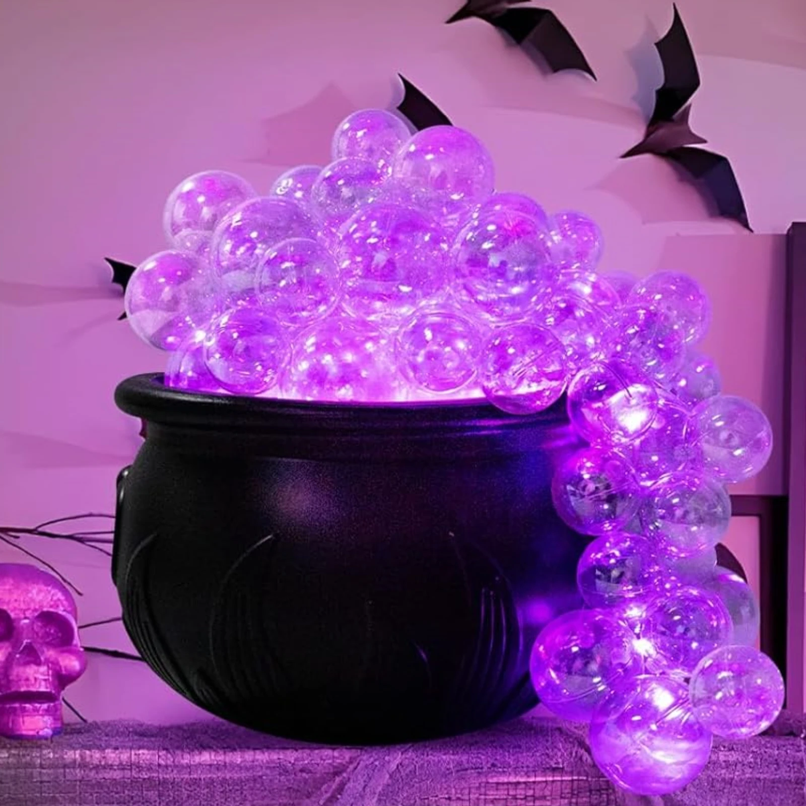 

1/2 set DIY Bubbling Cauldron Set Halloween Decorations Indoor ,Black Plastic Bowl Decoration for Home Kitchen Room Party Table