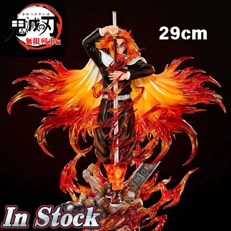 

29cm Demon Slayer Infinity Train Rengoku Kyoujurou Figure Flame Hashira Anime Model PVC Perfect for Fans & Display