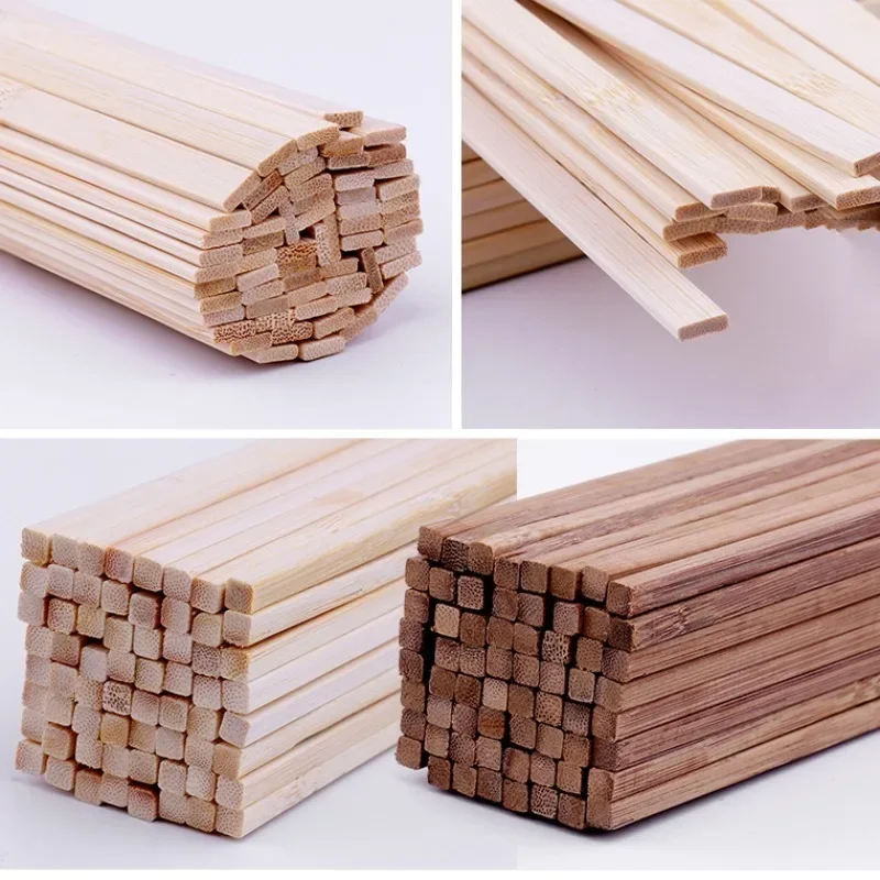 Round Square Nan bamboo Flat Bamboo Sticks Wooden Bar Craft Handcraft Making Building Model Airplane DIY Handmade Art Supplies