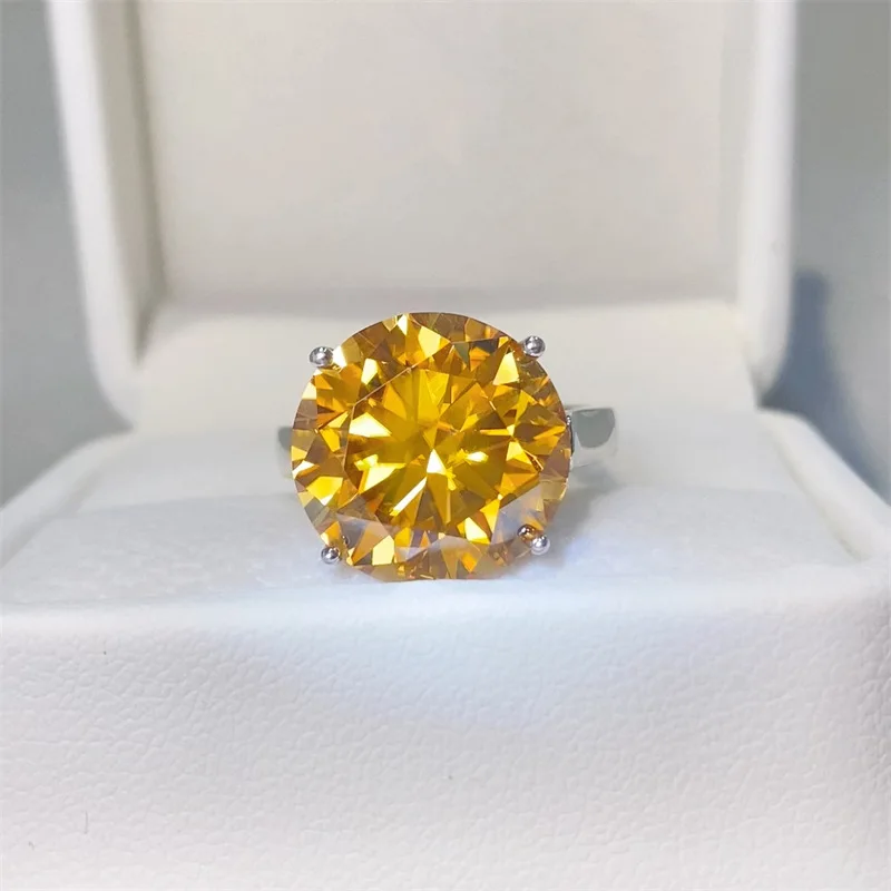 

Exquisite Moissanite PT950 Platinum 10 Carat Yellow Diamond Luxurious Ring for Women, upgrade overall fashion