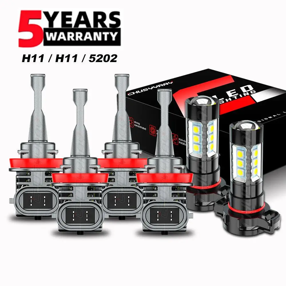 

PCVBMLAUT Car lights LED Headlight Fog Light Bulbs 6 For Chrysler Town Country 2010 2011 2012 -2016 Car accsesories