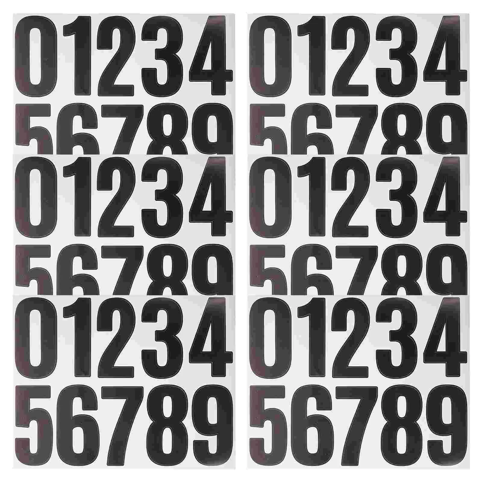 6 Sheets Number Stickers Water Proof DIY Mailbox Numbers House for outside on Adhesive Bins Black