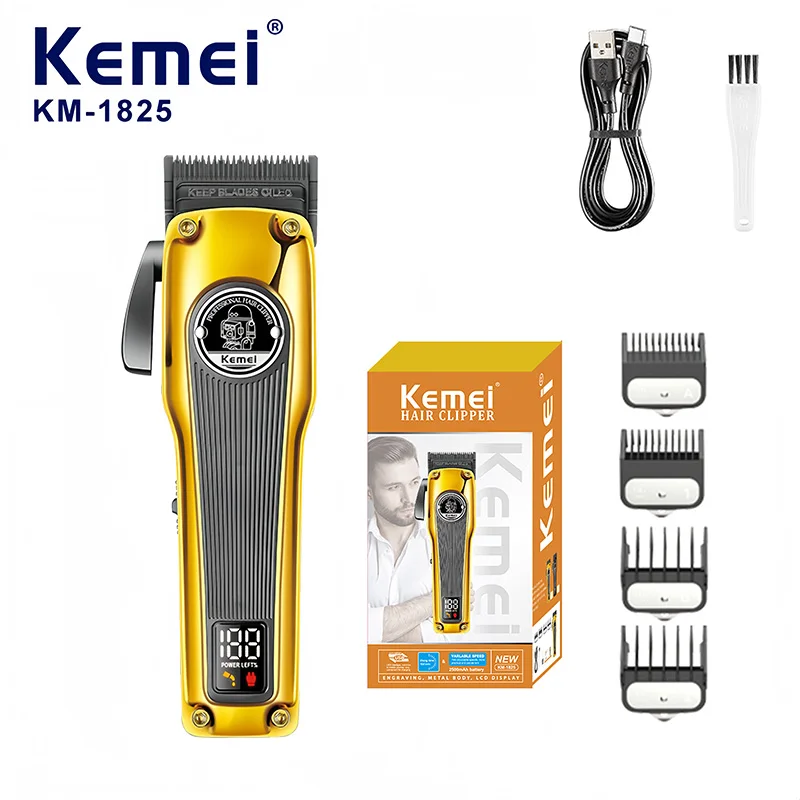 Kemei KM-1825 High-Quality Professional Electric Hair Clipper, USB Rechargeable Design,Cordless Hair Clipper for Men's Salon Use