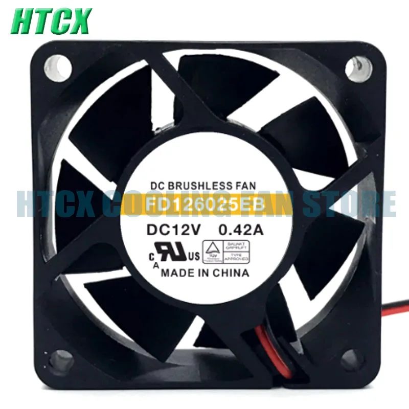 FD126025EB DC12V 0.42A 6025 6cm Two Wires Server Square Cooling Fan