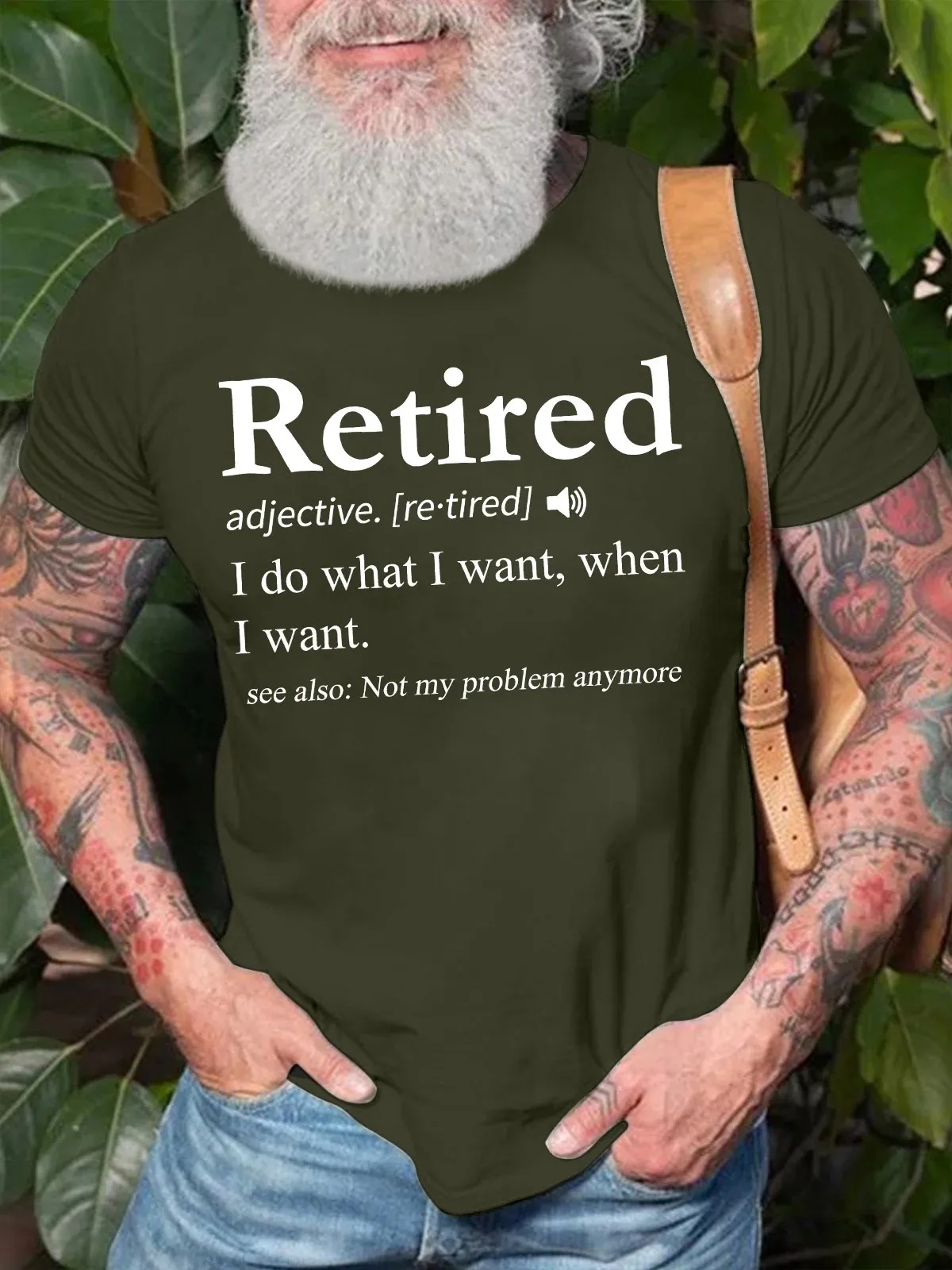Men's Retired I Do What I Want When I Want See Also Not My Problem Any More Funny Graphic Printing Crew T-Shirt image 4