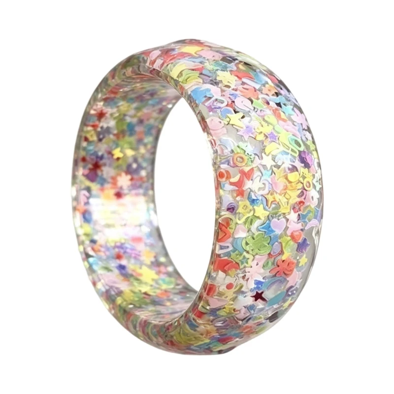  Party Styling Bangle Bracelet for Women with Star Flower Confettis Detail, Fashion Wrist Accessory for Daily Looks