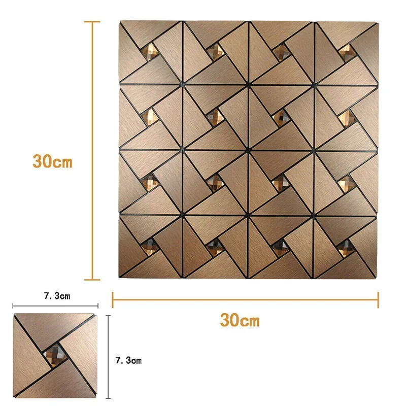 6pcs Self Adhesive Square Tile Metal Stick Aluminum Plastic Panel Wall Sticker Waterproof Tiles Bathroom Living Room Wall Decor