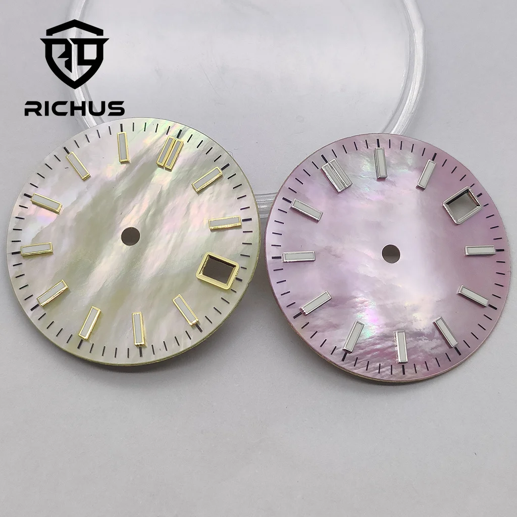 Циферблат часов RICHUS 28,5 мм, зеленый светящийся, подходит для NH34, NH35, NH36, аксессуары для часов с механизмом