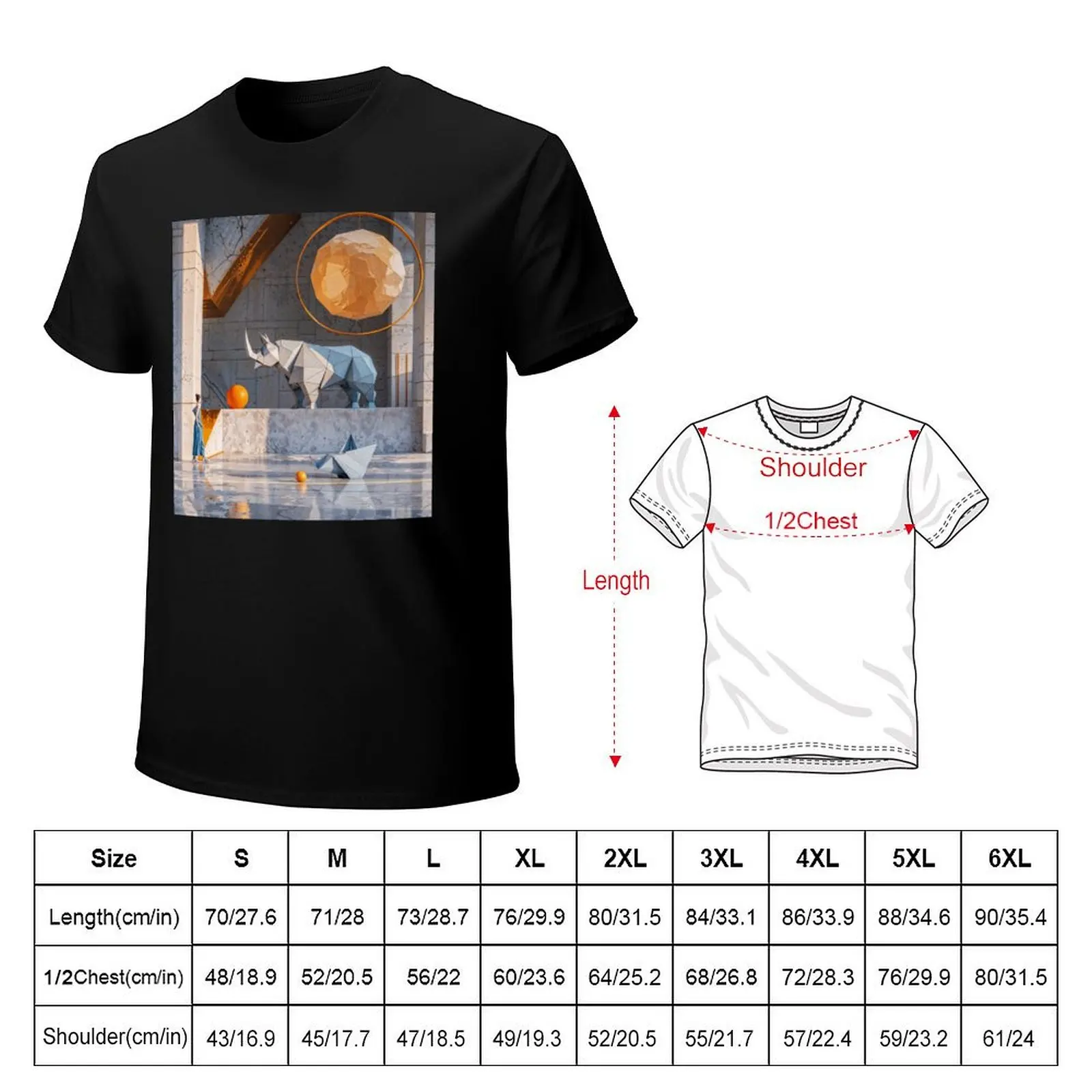 Animals geometry and minimalism: Rhinoceros and woman T-Shirt Plus Size Short Sleeve T-Shirt