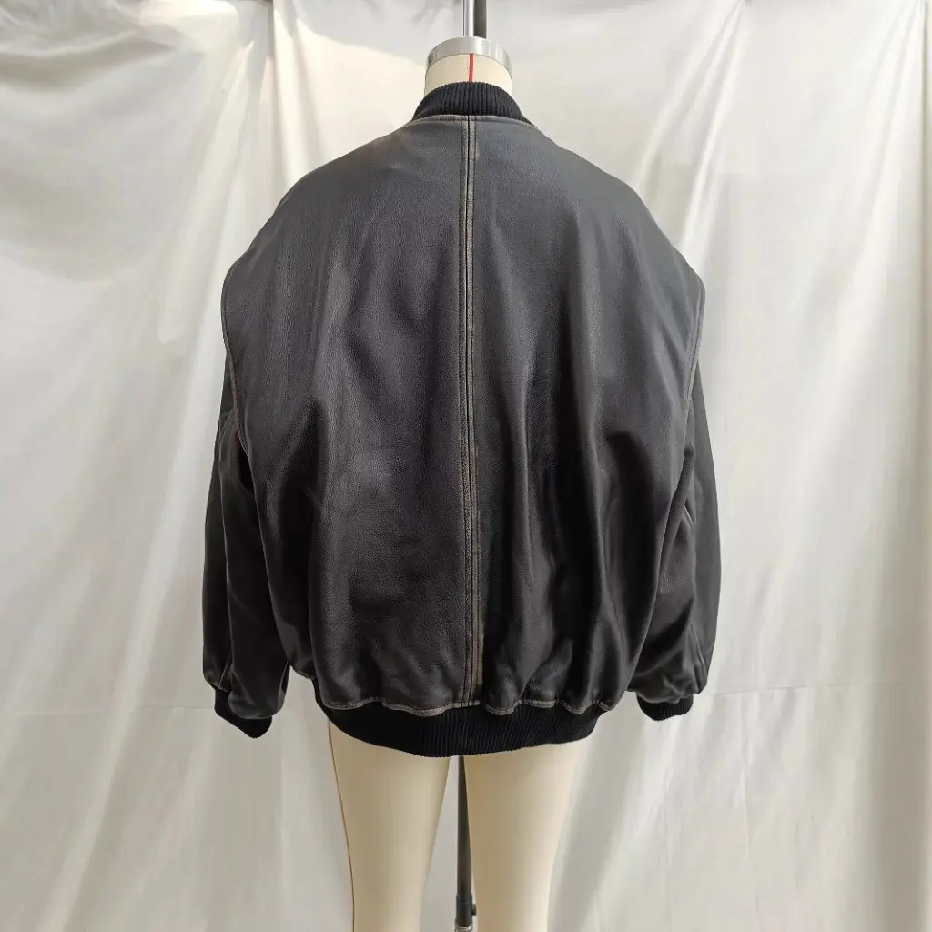 Nova moda feminina casual retro cor-lavada imitação de couro jaqueta estilo europeu e americano atacado