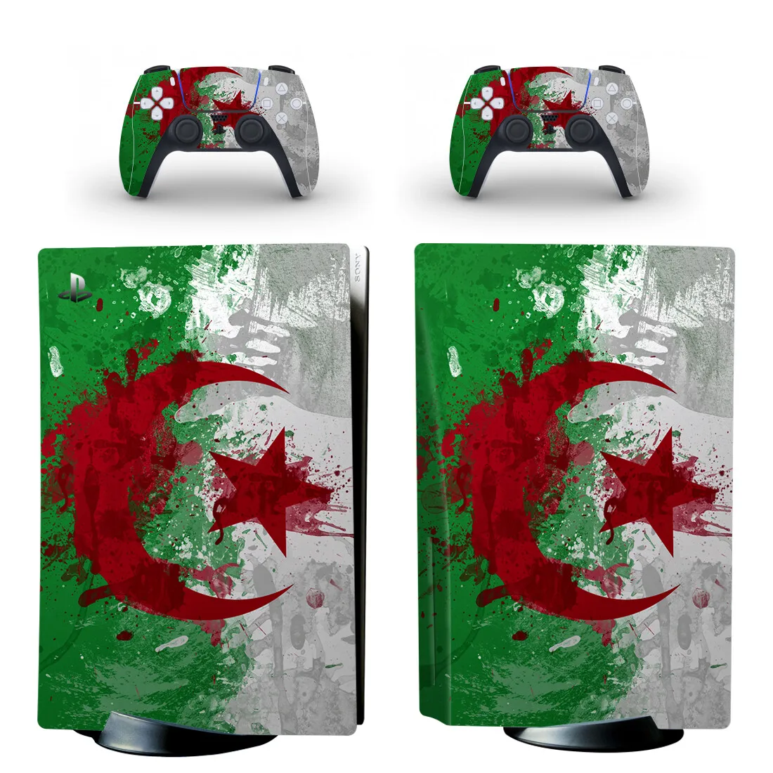 

Algerie National Flag PS5 Disc Skin Sticker Decal Cover for Console & Controller PS5 Fat Disk Skin Sticker Vinyl