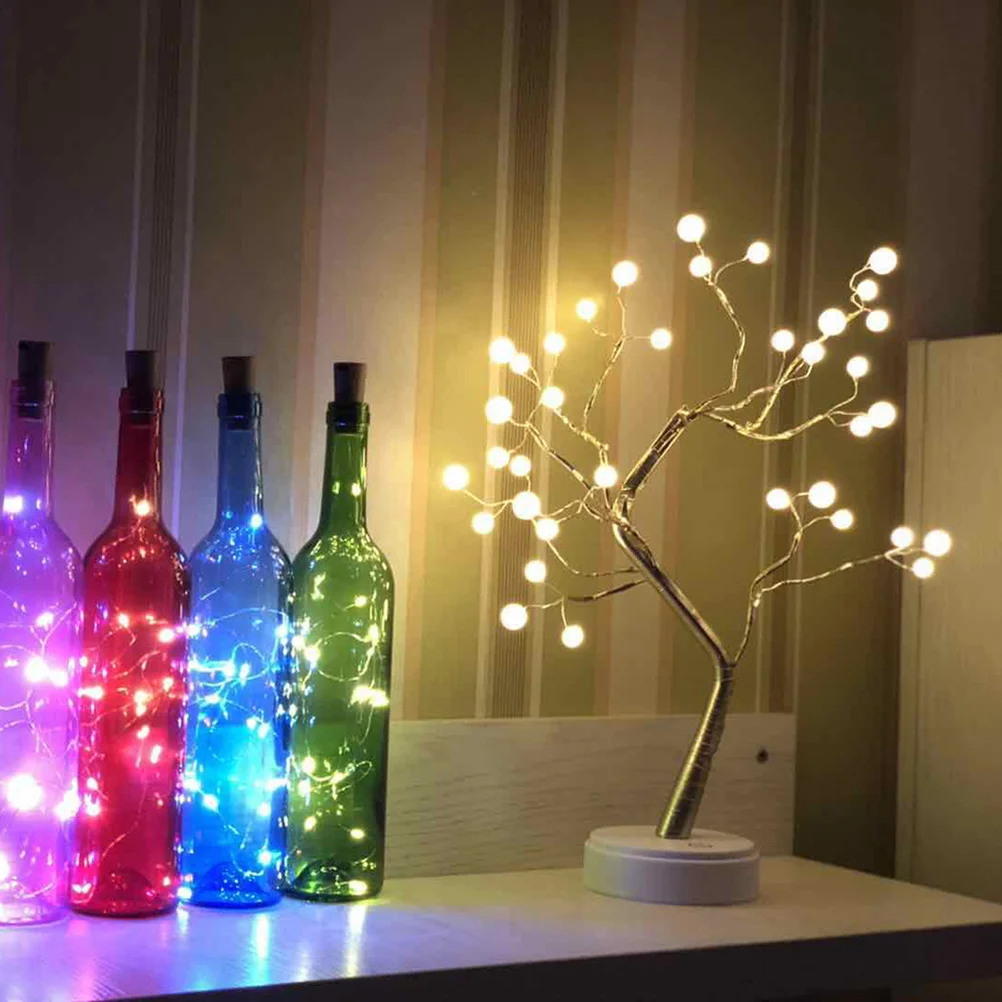 ضوء ليلي صغير Led على شكل شجرة مصباح ثلاثي الأبعاد لتزيين غرفة النوم يعمل بمنفذ USB للتحكم باللمس ذهبي للمنزل