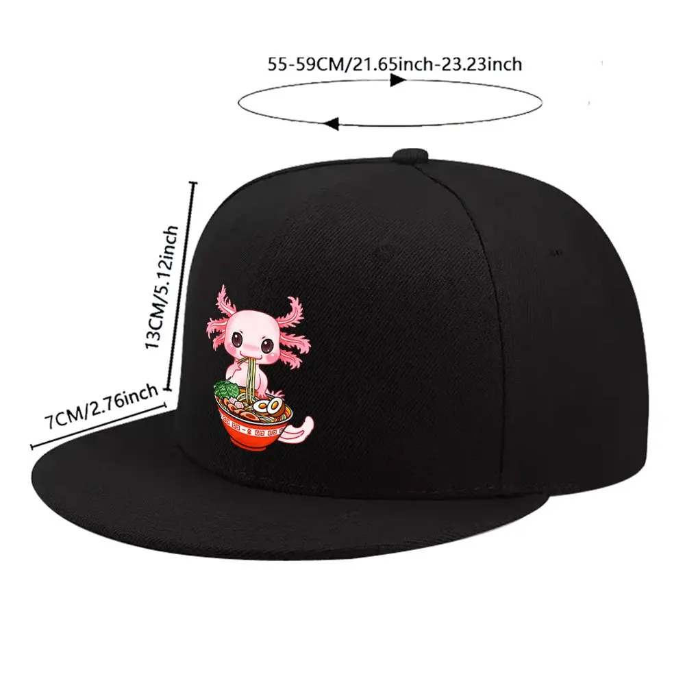 Axolotl Eating Ramen Baseball Cap Cute Animal Print Unisex Urban Style Hat Adjustable Streetwear Sunshade for Men Women