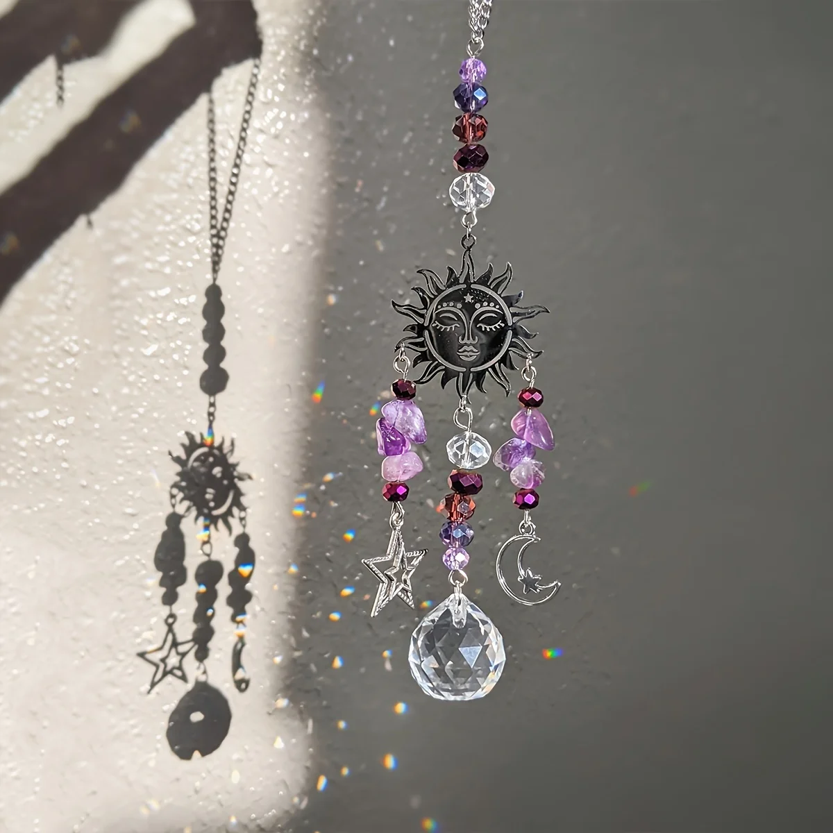 Amethyst Moon Goddess Suncatcher Amethyst Moon Star Christmas Hanging Decoration Party Decoration