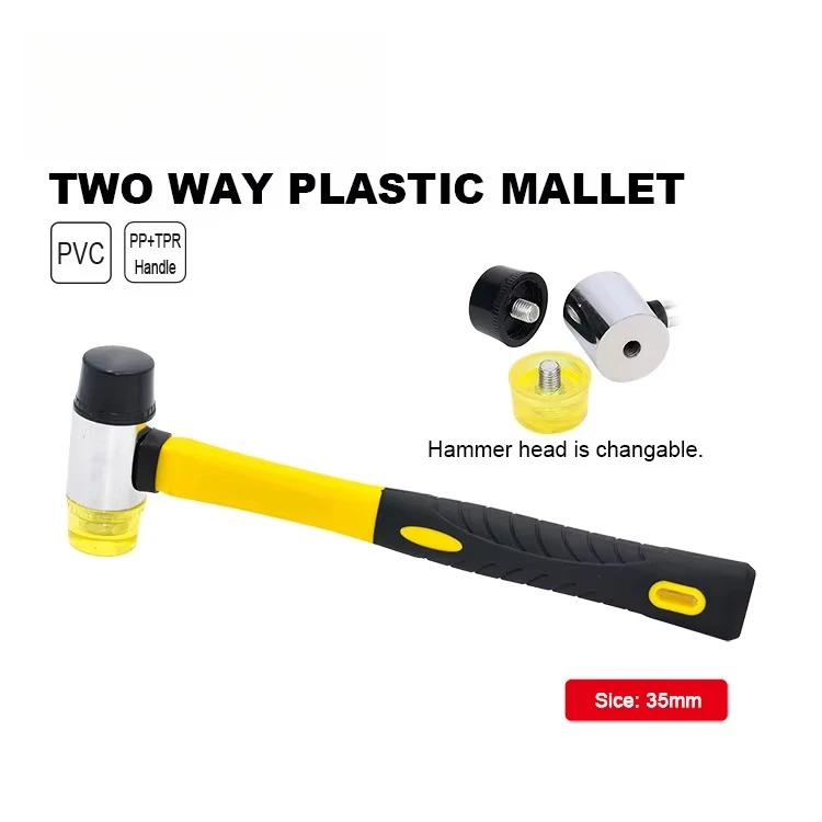 Hand Striking Tools 35mm PP+TPR Handle and PVC Head Two Way Plastic Mallet Installation Hammer