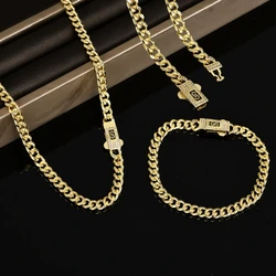 2024 Punk Rock Men Women 6MM Cuban Chain High Quality Zircon Necklace Bracelet Jewelry Party Gift Hip Hop Bracelet Boy